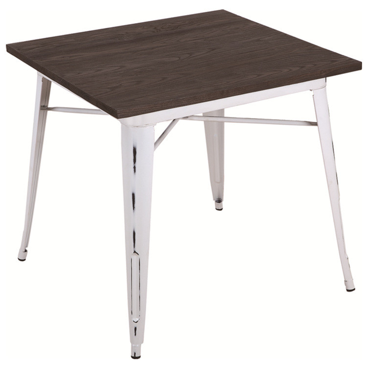 Elm wood top steel frame antique color table